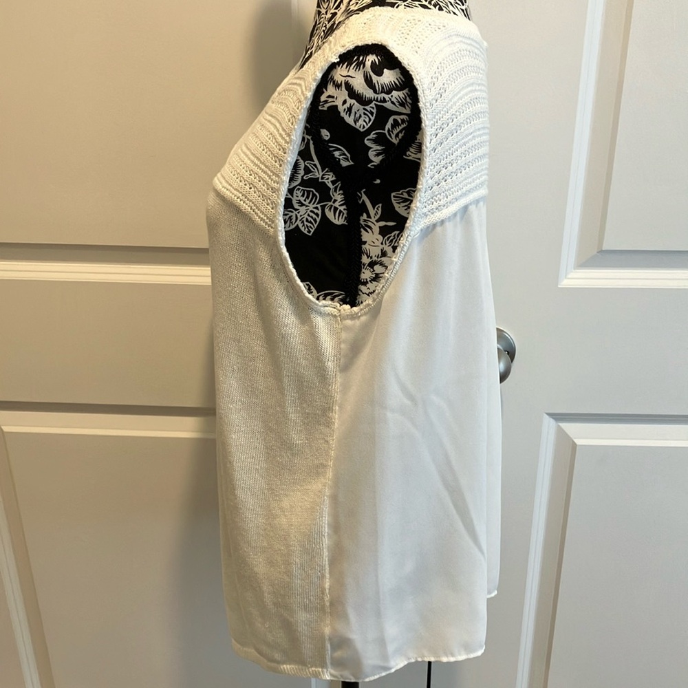 Talbots Creamy White Ribbed Relaxed Tank Top - Picture 3 of 10
